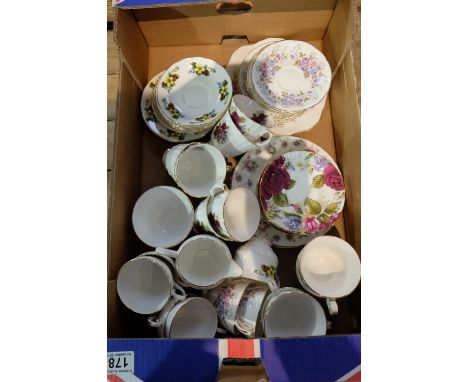 A collection of mixed pottery to include Sutherland part tea seet, Royal Albert Sweet Violet side plates, Gainsborough cups a