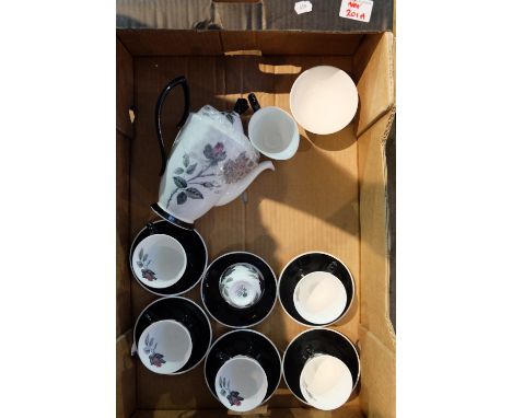 Royal Albert Masquerade part tea set to include 6 cups and saucers, side plates, sandwich plates, cream, sugar etc 