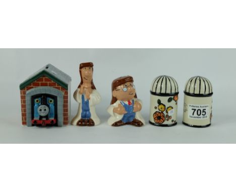 A collection of pottery to include Wade Tetley condiments set, Thomas The Tank Engine Money box (boxed) and Lorna Bailey cond