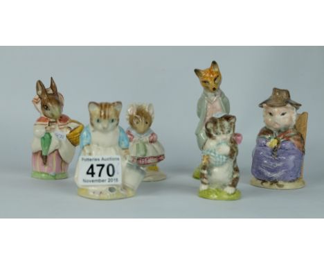 Royal Albert Beatrix Potter figures Mrs Rabbit, Foxy Whiskered Gentleman, And This Pig had None, Ribby and the Patty Pan, Mis
