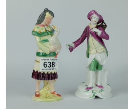 Beswick Figure of a Lady Holding a Duck 1247 and a Spode figure of a boy holding grapes (2)