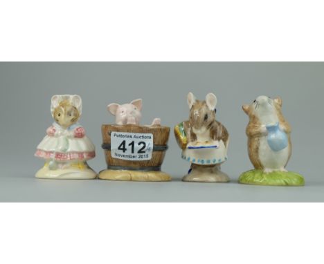 Beswick Beatrix Potter figures all BP10a Appley Dapply, Timmy Willie Fetching Milk, Yock-Yock in the tub and The Old Woman wh