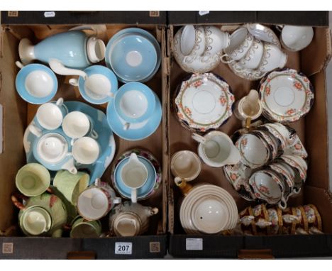 A collection of pottery including Royal Albert Old English rose, Wedgwood, Carltonware fox glove part set amd other tea ware 