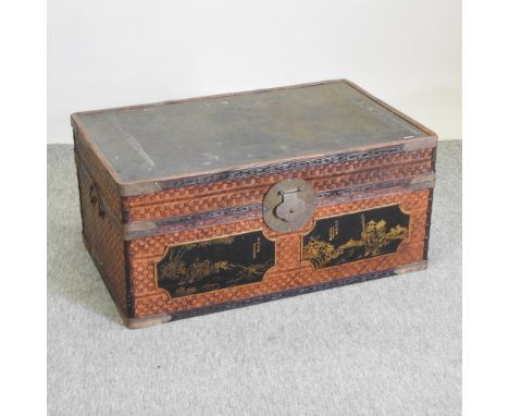 An Eastern style trunk, with a hinged lid, 80cm