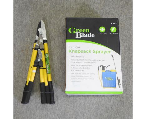 A new power pruner, lopper and shears set, together with a pressure sprayer