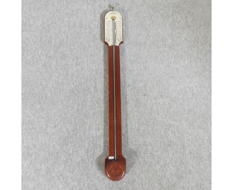 A reproduction mahogany stick barometer, bearing the maker's name, Shortland Bowen