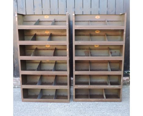 A pair of vintage metal workshop shelves, Riches of London, 76cm