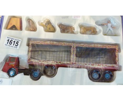 CORGI CIRCUS VEHICLES. Corgi diecast artic with cages etc in boxed condition