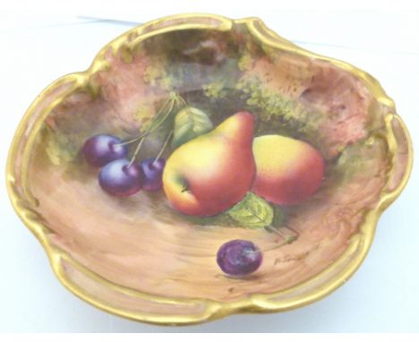 ROYAL WORCESTER PIN DISH. Fallen fruits pin dish signed Townsend
