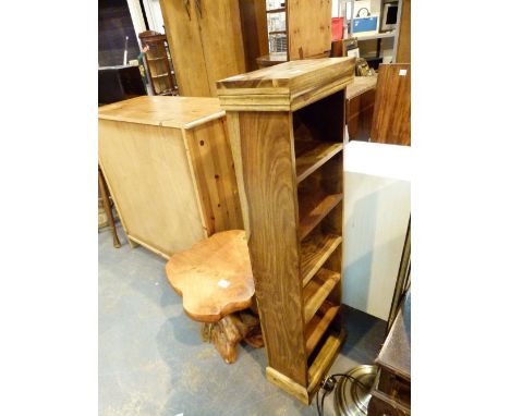 CD RACK & TABLE. CD storage rack and a tree trunk table