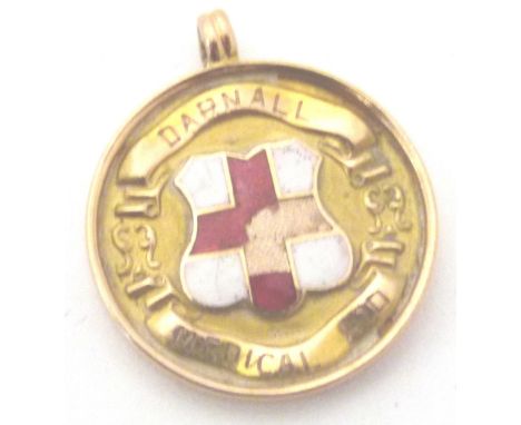 9 CT ENAMEL MEDAL. 9 ct gold and enamel medal, 5,0g