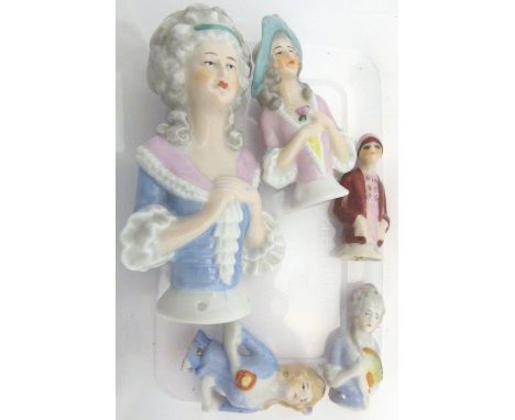 PIN CUSHION DOLLS. Box of pin cushion dolls largest H: 11 cm