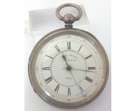 SILVER POCKET WATCH. Silver Chester chronometer pocket watch, working at lotting