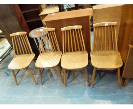 ERCOL DINING CHAIRS. Four Ercol style slatback dining chairs