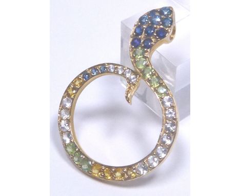 SAPPHIRE 9 K SNAKE PENDANT. Fancy sapphire 9 K snake pendant, sapphire 2,34 ct, au 3,9g