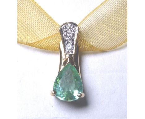 18 K TOURMALINE PENDANT. 18 K gold Paraiba tourmaline and diamond pendant, 1,65g