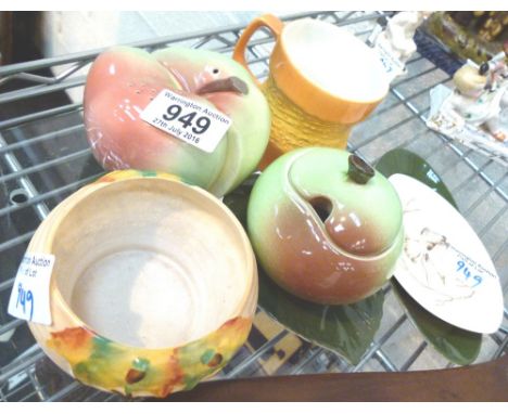 CARLTONWARE ITEMS. 8 pieces of Carltonware including apples cruet, pin dishes and bowl etc