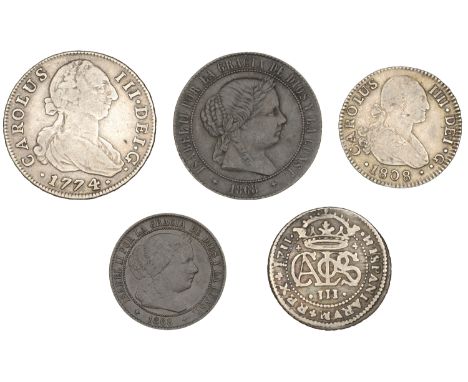Spain, Charles III (Pretender), 2 Réales, 1711, Barcelona (Cayón 7983; KM. PT5); Charles III, 4 Réales, 1774cf, Seville (Cayó