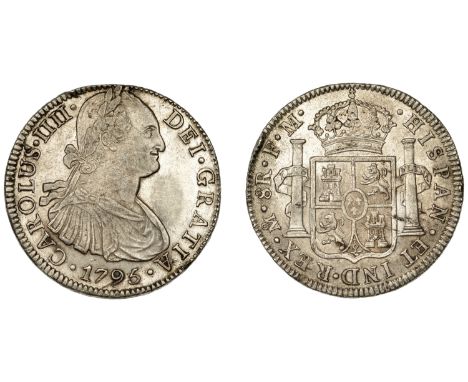 Mexico, Charles IIII, 8 Réales, 1795fm, Mexico City (CCT 650; Cayón 13877; KM. 109). Small edge bruise and light scrape on re