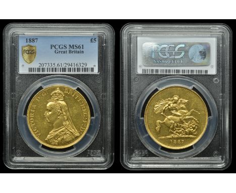 Victoria (1837-1901), Five Pounds, 1887 (S 3864). Light hairlines, otherwise good extremely fine [slabbed PCGS MS 61]£1,800-£
