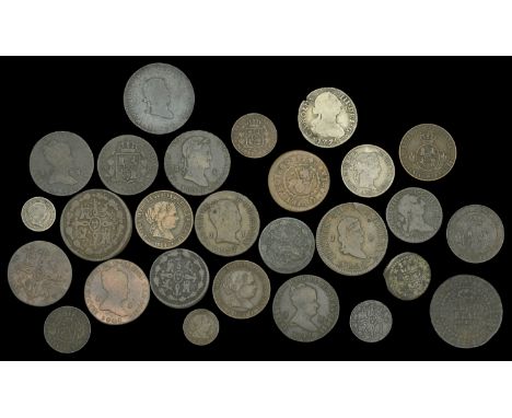 Spain, Philip IV, 8 Maravedis, 1662, Trujillo (Cayón 5432; KM. 164.2); Philip V, 4 Maravedis, 1743, Segovia (Cayón 8105; KM. 