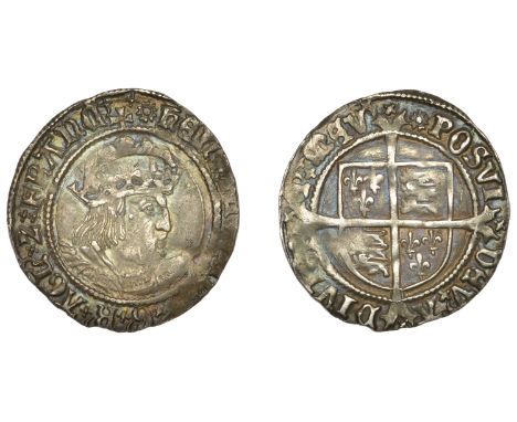 Henry VIII (1509-1547), Second coinage, Groat, Tower, mm. rose, bust D, saltires in fork ends, 2.61g/11h (Whitton (i); N 1797