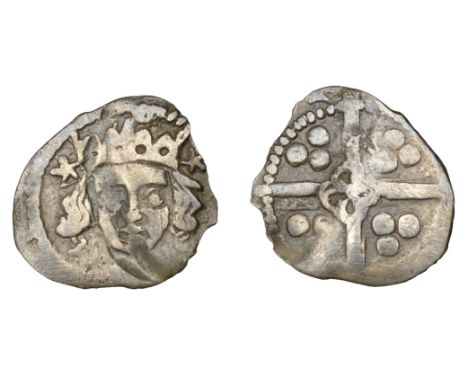 Ireland, Edward IV, Light Cross and Pellets coinage, Penny, Dublin (?), mullets by crown, saltire (?) by neck, 0.41g (cf. Bur