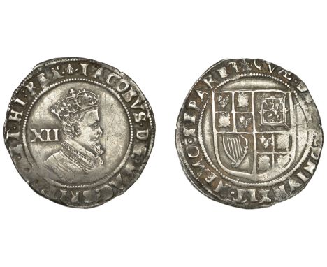 James I (1603-1625), Second coinage, Shilling, mm. escallop, fourth bust, 6.18g/2h (N 2100; S 2655). Light scratches in obver