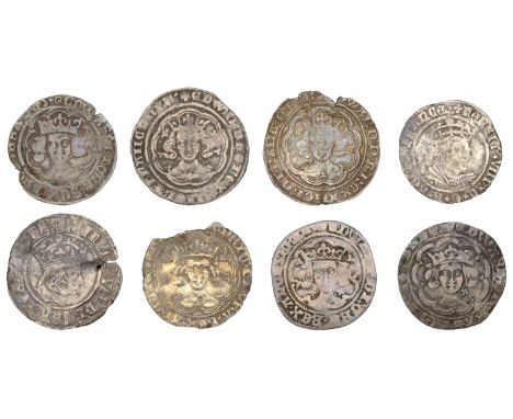 Edward III, Pre-Treaty period, Groats (2), series C, London, mm. cross 1, 4.30g/4h, series E, London, mm. cross 2, 4.58g/11h 