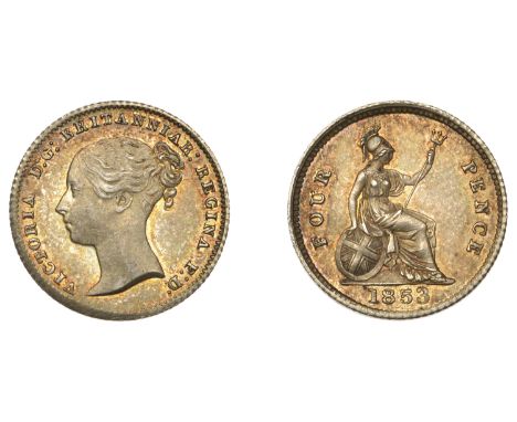 Victoria (1837-1901), Britannia Groat, 1853 (ESC 3347; S 3913). Light adjustment marks by edge, otherwise about extremely fin