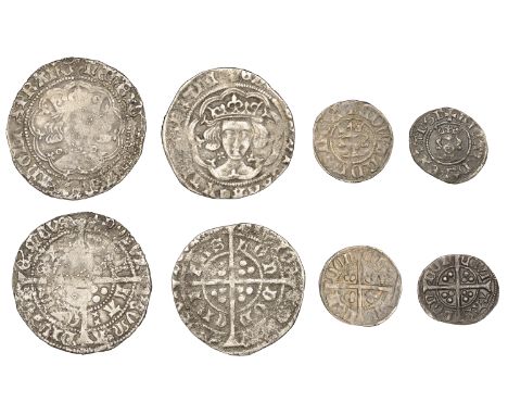 Edward III, Third coinage, Halfpenny, London, 0.72g/9h (N 1131; S 1557); Richard II, Halfpenny, London, intermediate bust, 0.