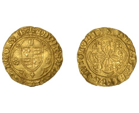 Edward IV (First reign, 1461-1470), Light coinage, Quarter-Ryal, mm. lis, reads angl z fr, cinquefoil after rev. legend, 1.89