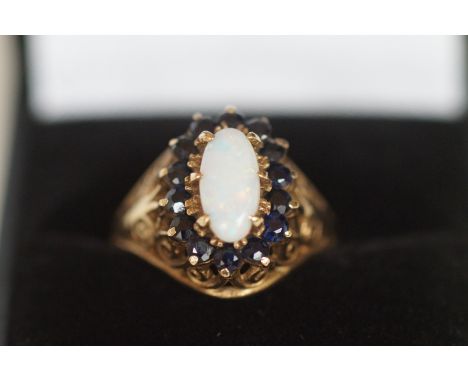 9ct Gold Sapphire &amp; Opal Ring