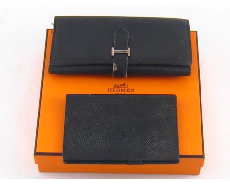 Vintage Hermes. A purse/wallet and a folding notebook cover in a later Hermes box.