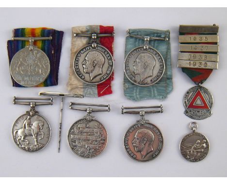 A collection of medals including an Edward VII long service medal to "2188 SJT :C.CREWE. 5/LANC:R.G.A.V."  and four British W