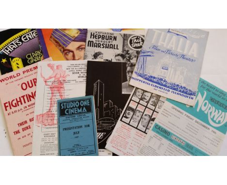 CINEMA, selection of programmes, flyers, brochures etc., 1930s onwards, inc. Studio One, Llandudno/Rhyl, London Casino, The M
