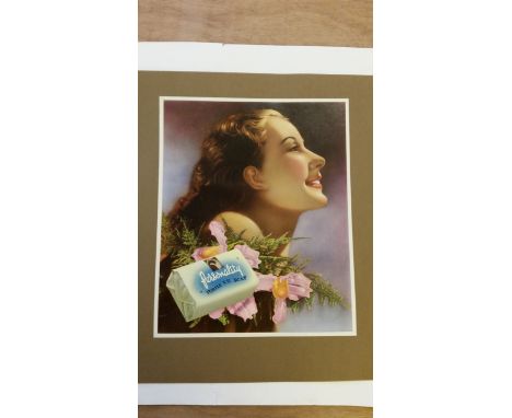ADVERTISING, display poster for Personality Turtle Oil Soap, showing girl (h/s), flowers and bar of soap, 9 x 11, printed by 