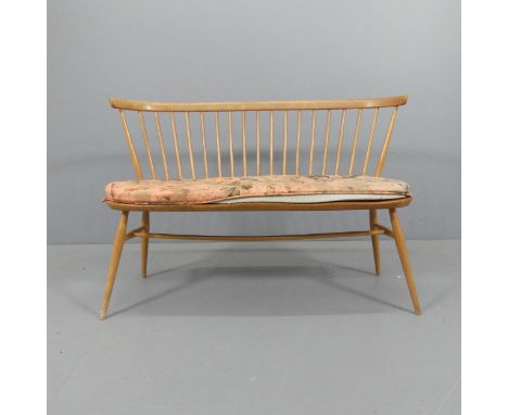 Ercol - A mid-century Love Seat two-seater settee. Overall 118x78x52cm, seat 112x43x39cm. 