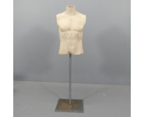 An artistic male torso mannequin on stainless steel stand. Height 136cm. 