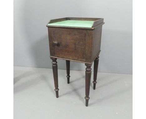 A French oak pot cupboard, with glass tile top. 41x80x38cm. 