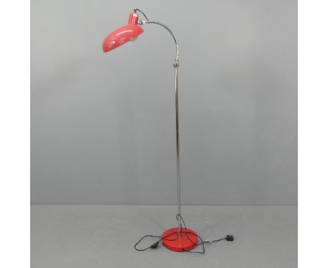 A vintage arc floor lamp, with enamel shade and chrome column. Height as pictures 155cm.No maker's marks or labels. 