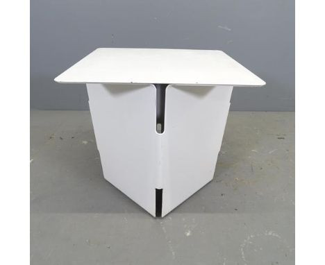 MODUS - A contemporary metal Fold occasional / side table, with maker's label to underside. 45x42cm.Some minor signs of use i