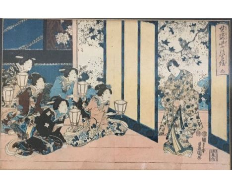 Toyokuni (Kunisada) 1786-1864, a 20th century Japanese woodblock print, printed seal marks lower right, image 22.2cm x 33.4cm