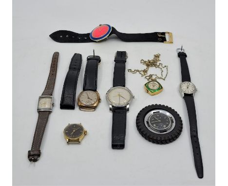 A 9ct. gold gentleman's wristwatch, manual movement, having Arabic numeral dial with Arabic numeral subsidiary seconds dial a