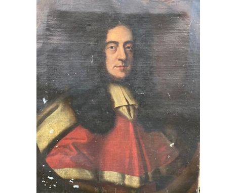 A framed 18th century portrait 63cm by 78cm canvas original frame slightly A.FProperty of a gentleman 