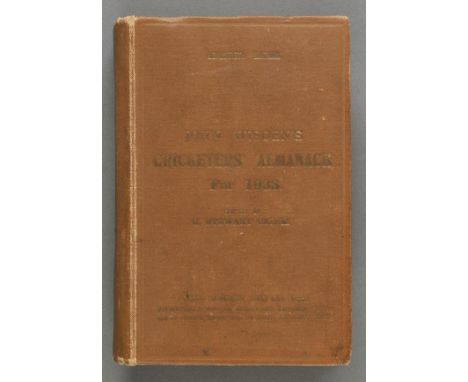 Wisden's Cricketers' Almanack. John Wisden's Cricketers' Almanack for 1933,  photographic plate, advertisements front and rea
