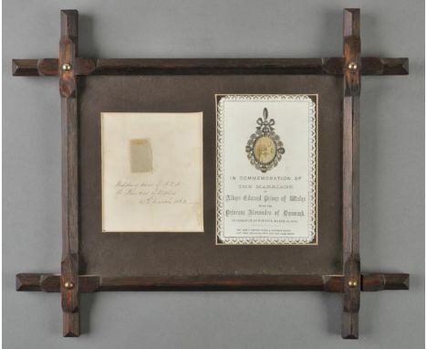 *Edward VII (Albert Edward, 1841-1910 &amp; Alexandra, Queen Consort, 1844-1925). A pair of matching framed items of ephemera