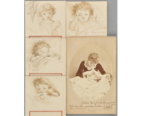*Manners (Violet, 1856-1937, Duchess of Rutland). A group of 4 monochrome watercolour and pencil menu card holders, circa 188