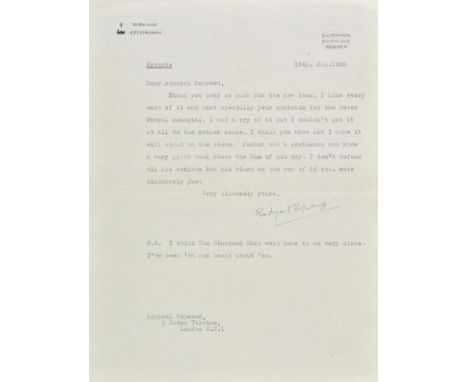 *Kipling (Rudyard, 1865-1936). Typed letter signed, 'Rudyard Kipling', Bateman's, Burwash, Sussex, 15 January 1920,  headed '