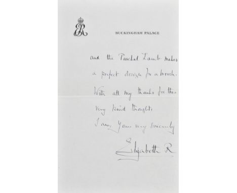 *Elizabeth (The Queen Mother, 1900-2002, Queen of George VI). A group of 3 autograph letters signed, 'Elizabeth R', 1949, 196